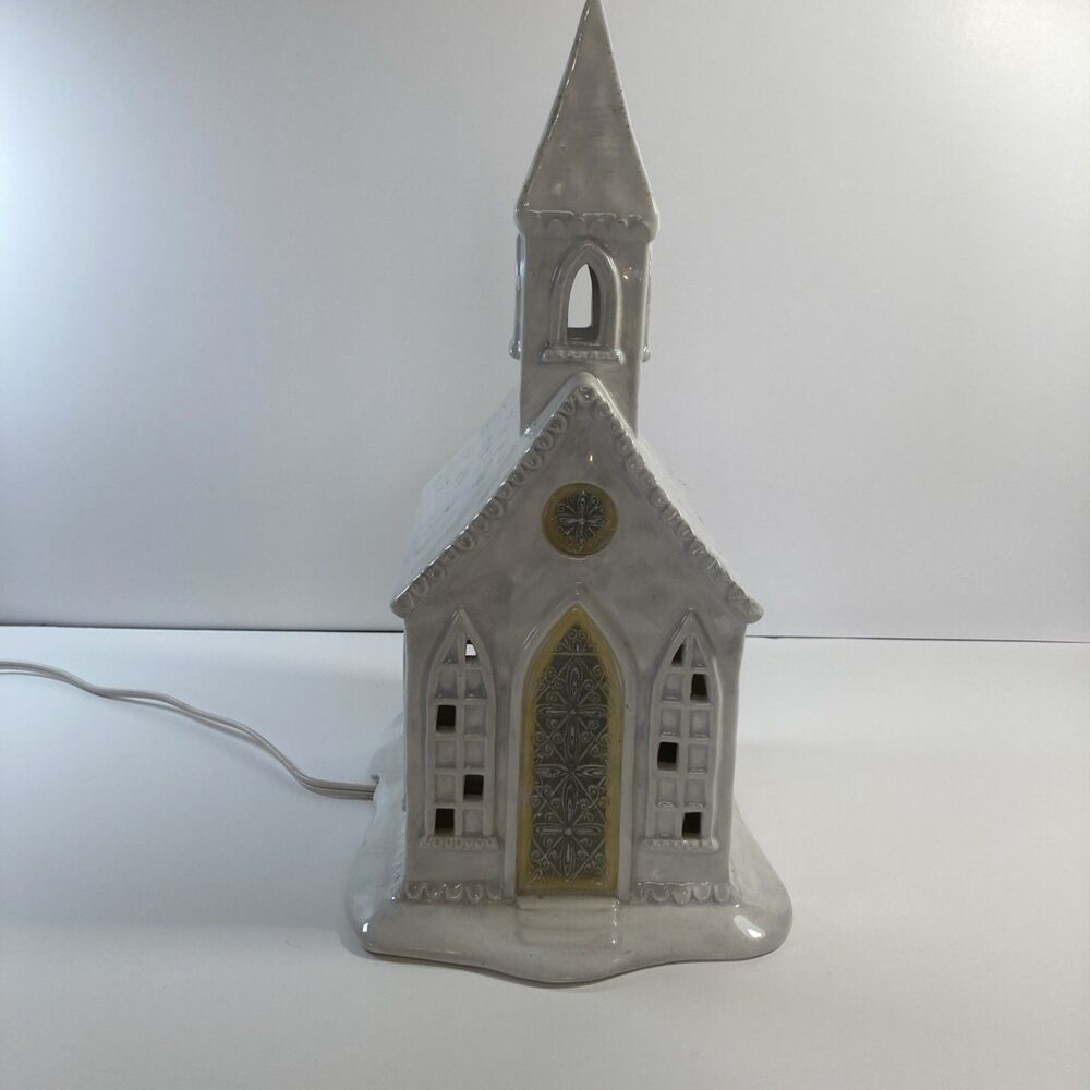 Dept. 56 Snow Village Steepled Church Retired Lighted Ornament Vintage